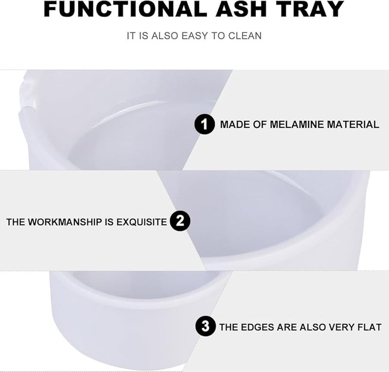 صينية رماد بيضاء مستديرة تقليد الخزف مقاومة للحرارة للاستخدام الداخلي والخارجي - Image 5